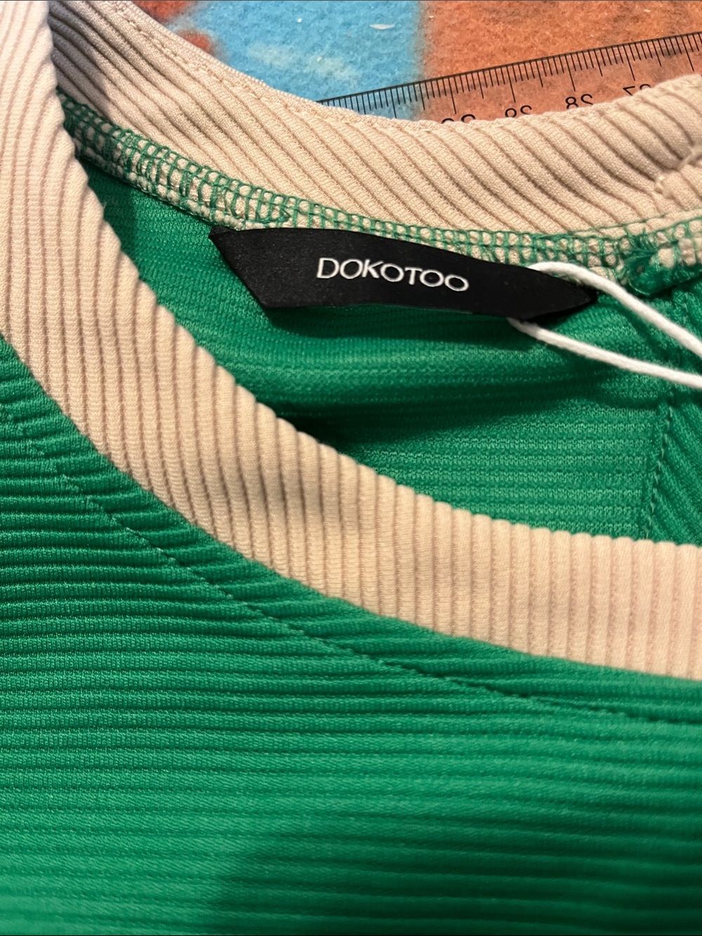 Green Shift Dress with Cream Trim — Womens 2XL Dress - Picture 6 of 8